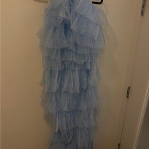 Elegant Blue Ruffled Wedding Dress